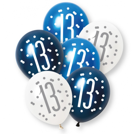 Blue Age 13 Latex Balloons - Inflation Options