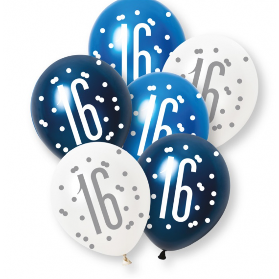 Blue Age 16 Latex Balloons - Inflation Options