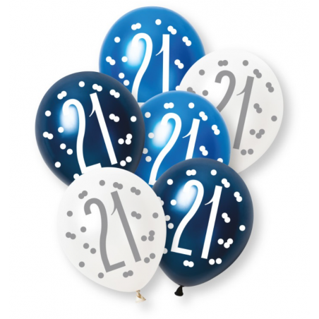 Blue Age 21 Latex Balloons - Inflation Options