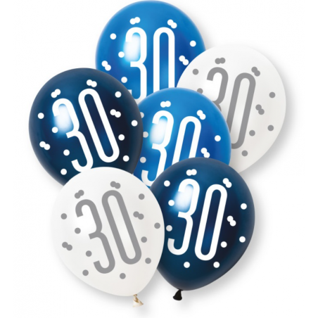 Blue Age 30 Latex Balloons - Inflation Options