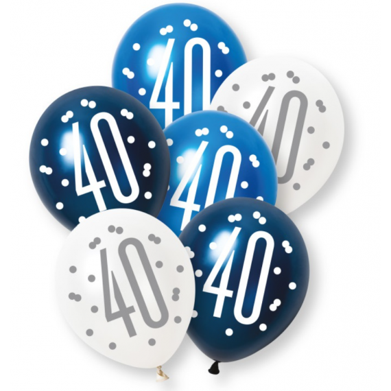 Blue Age 40 Latex Balloons - Inflation Options