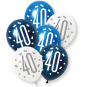 Blue Age 40 Latex Balloons - Inflation Options