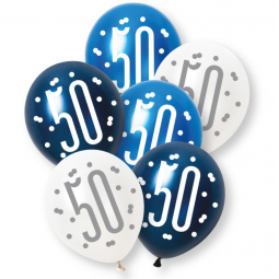 Blue Age 50 Latex Balloons - Inflation Options