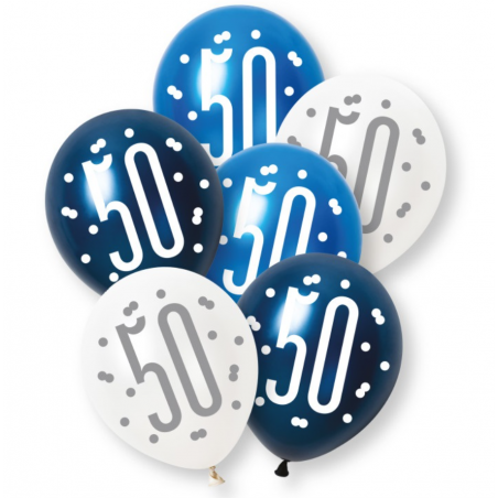 Blue Age 50 Latex Balloons - Inflation Options