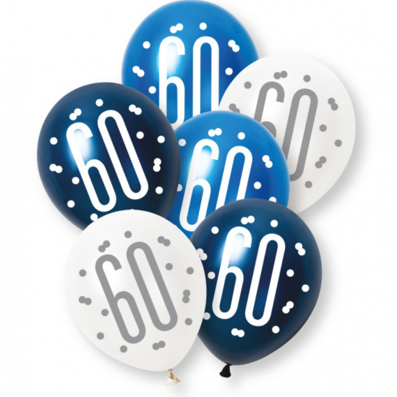 Blue Age 60 Latex Balloons - Inflation Options