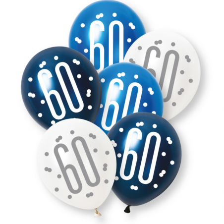 Blue Age 60 Latex Balloons - Inflation Options