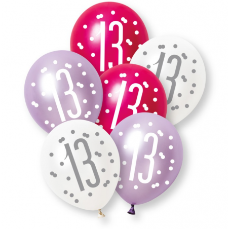 Pink Age 13 Latex Balloons - Inflation Options