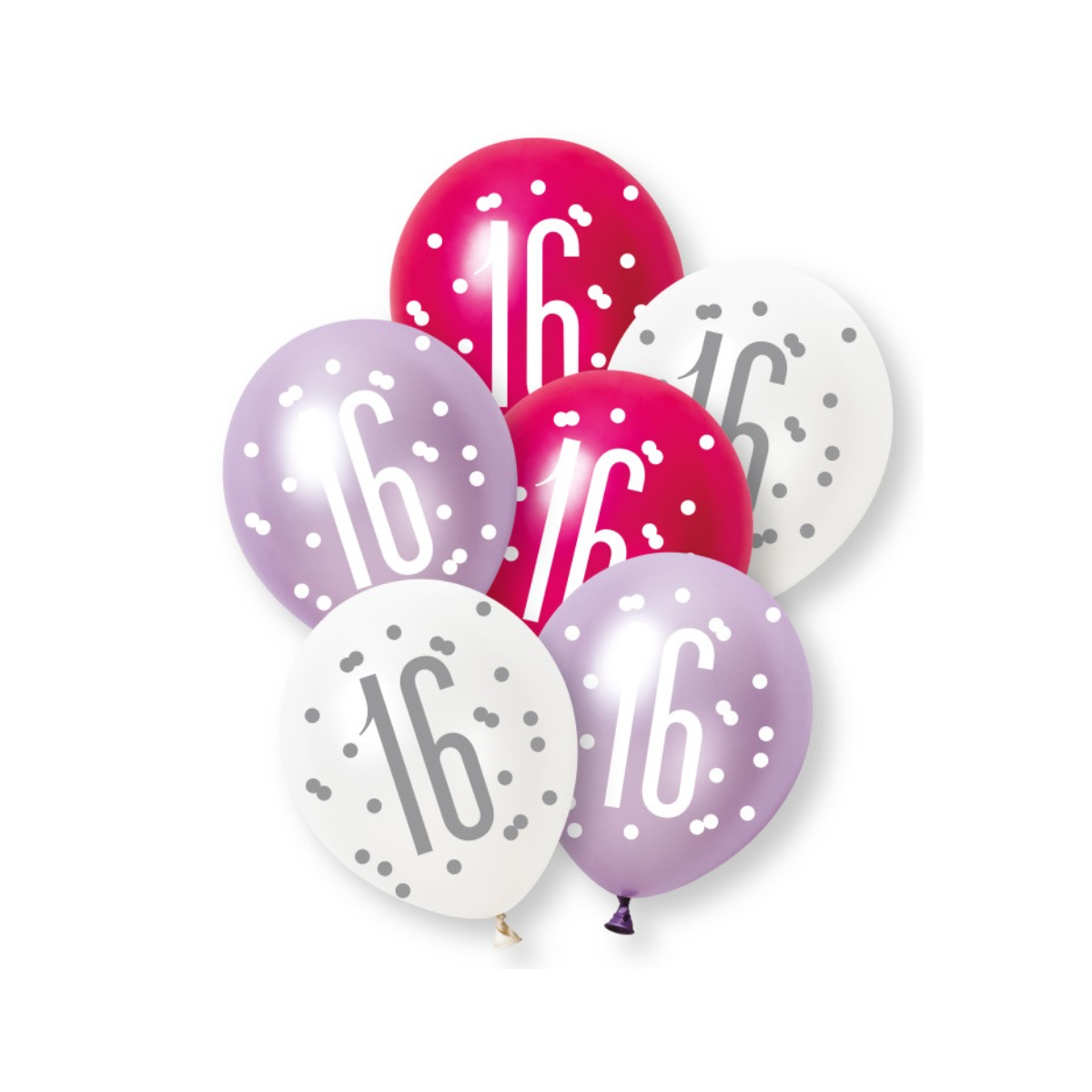 Pink Age 16 Latex Balloons - Inflation Options