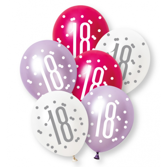 Pink Age 18 Latex Balloons - Inflation Options
