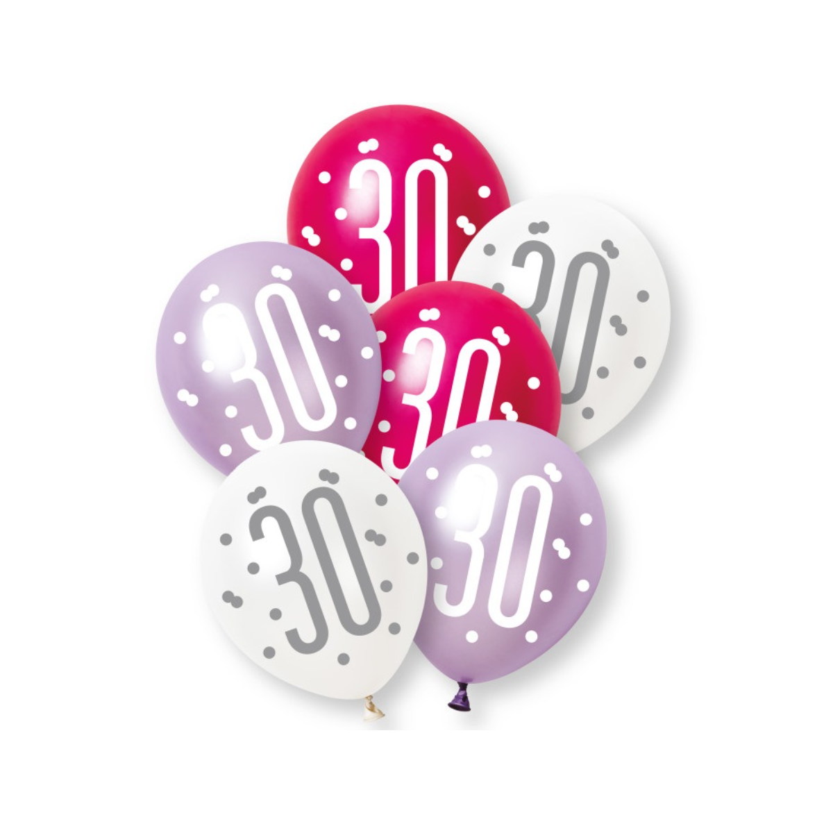 Pink Age 30 Latex Balloons - Inflation Options