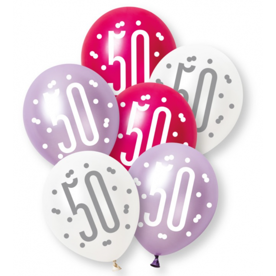 Pink Age 50 Latex Balloons - Inflation Options