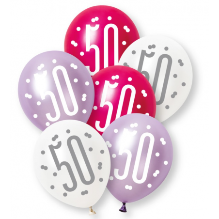 Pink Age 50 Latex Balloons - Inflation Options