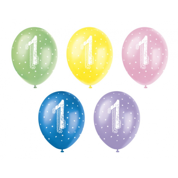 Multicoloured Age 1 Latex Balloons - Inflation Options