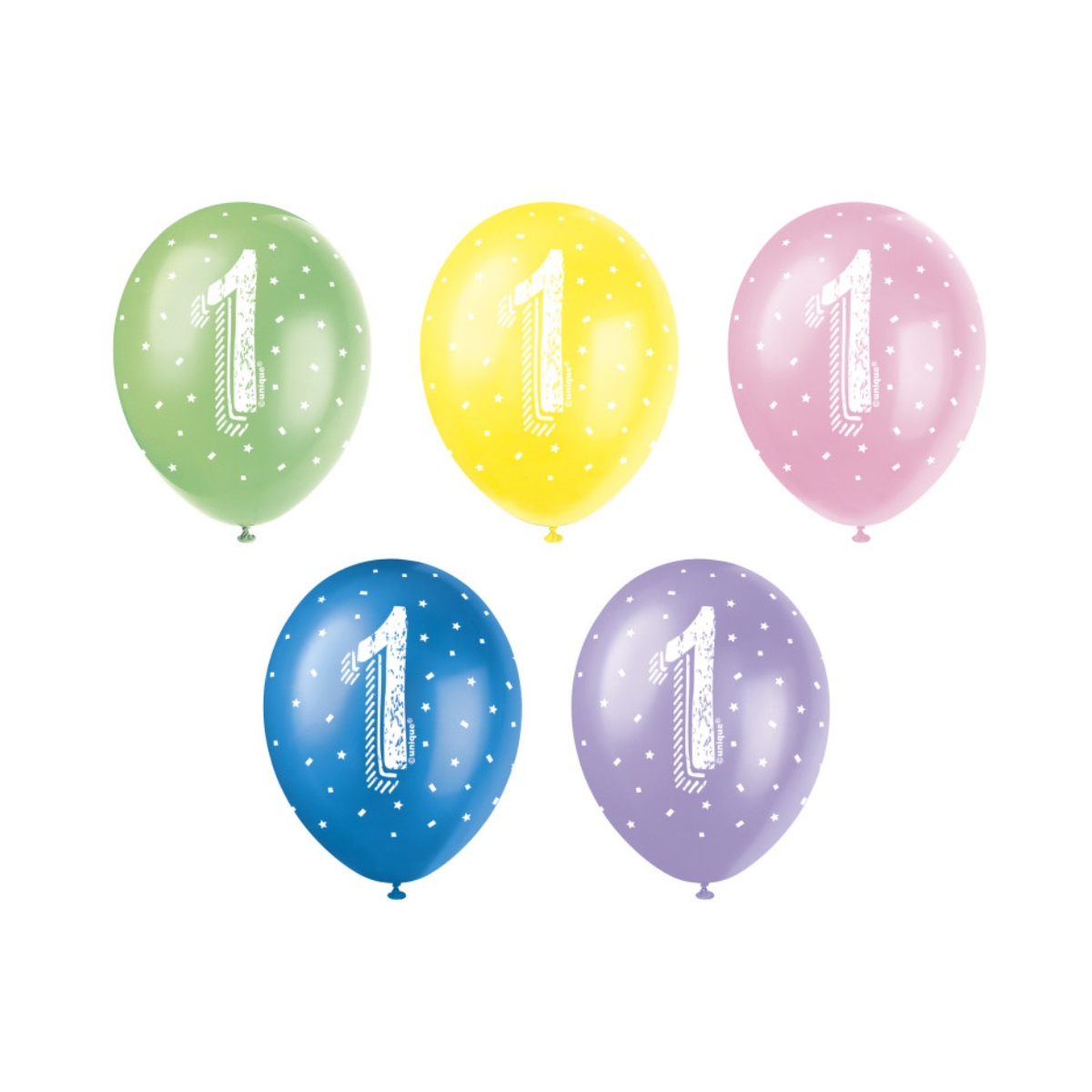 Multicoloured Age 1 Latex Balloons - Inflation Options