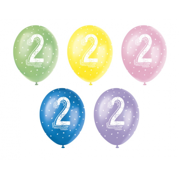 Multicoloured Age 2 Latex Balloons - Inflation Options