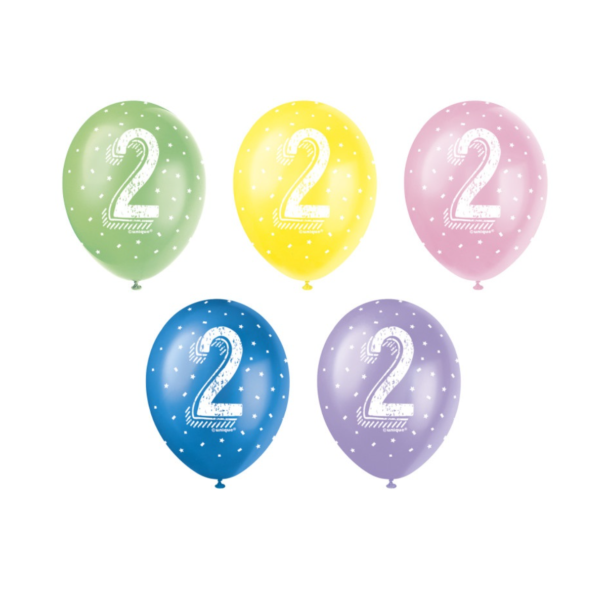 Multicoloured Age 2 Latex Balloons - Inflation Options