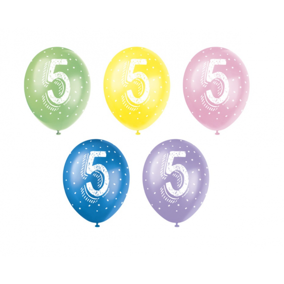 Multicoloured Age 5 Latex Balloons - Inflation Options