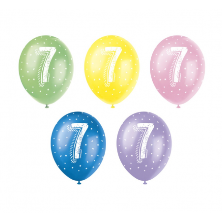 Multicoloured Age 7 Latex Balloons - Inflation Options