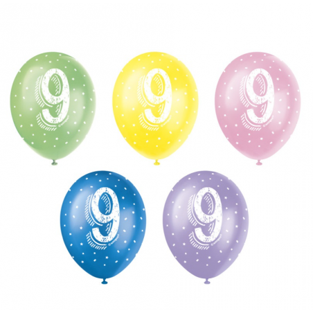 Multicoloured Age 9 Latex Balloons - Inflation Options