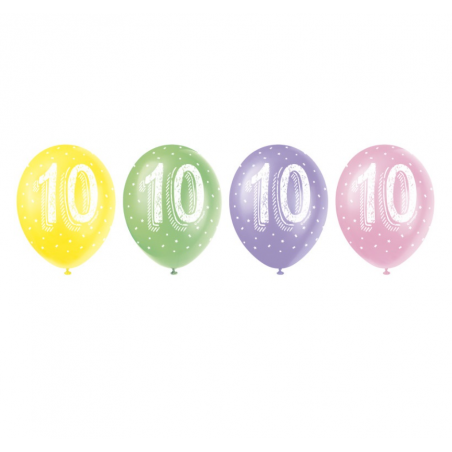 Multicoloured Age 10 Latex Balloons - Inflation Options