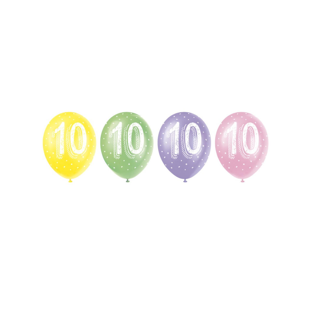 Multicoloured Age 10 Latex Balloons - Inflation Options
