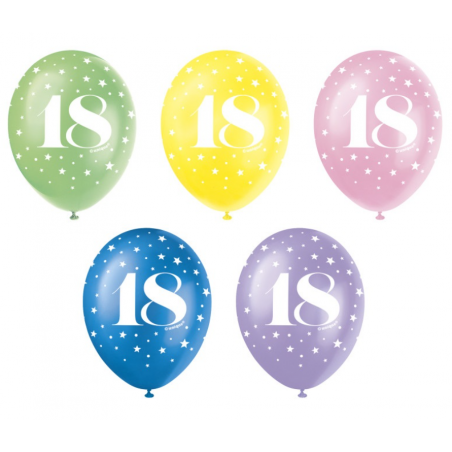 Multicoloured Age 18 Latex Balloons - Inflation Options