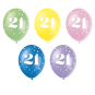 Multicoloured Age 21 Latex Balloons - Inflation Options