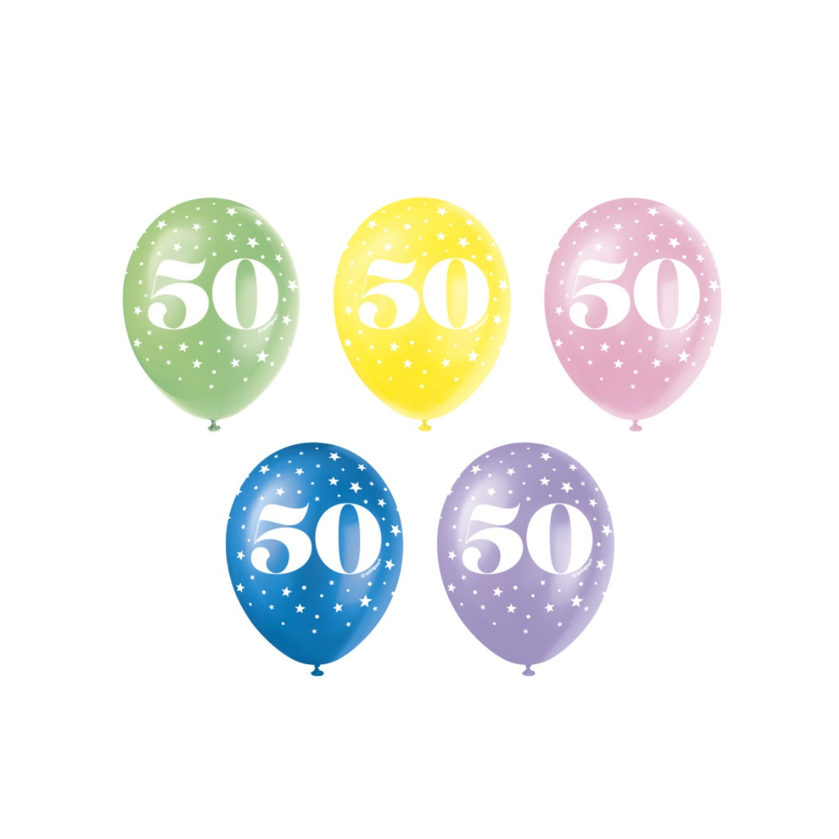 Multicoloured Age 50 Latex Balloons - Inflation Options