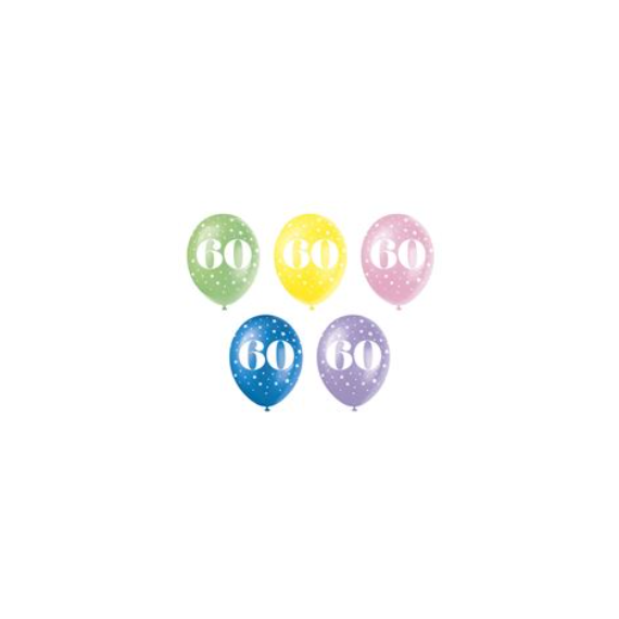 Multicoloured Age 60 Latex Balloons - Inflation Options