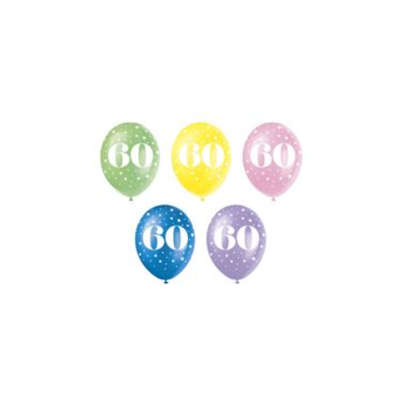 Multicoloured Age 60 Latex Balloons - Inflation Options