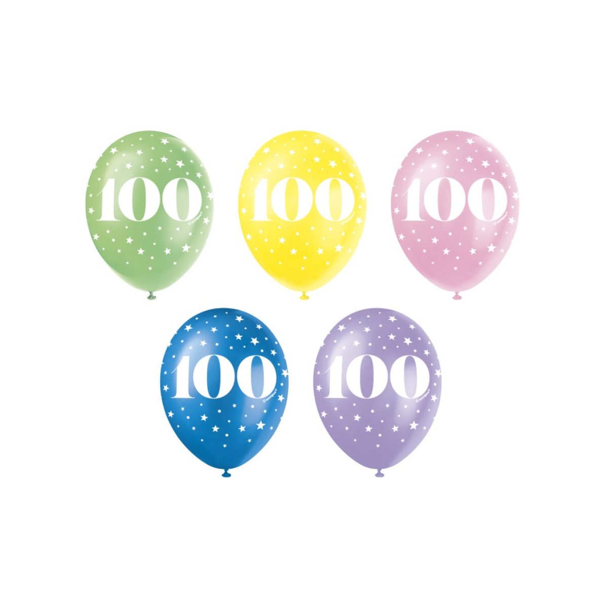 Multicoloured Age 100 Latex Balloons - Inflation Options
