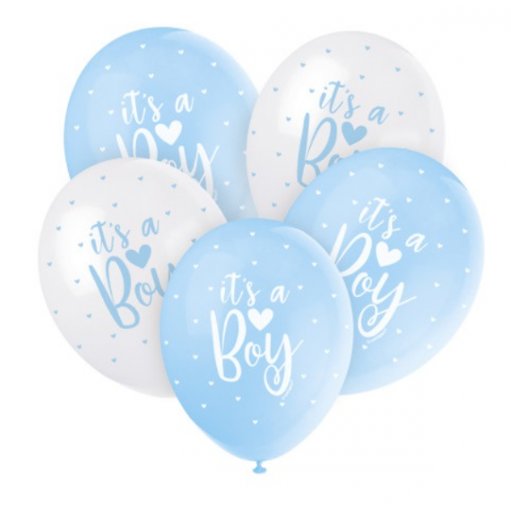 Blue It's A Boy Latex Balloons - Inflation Options