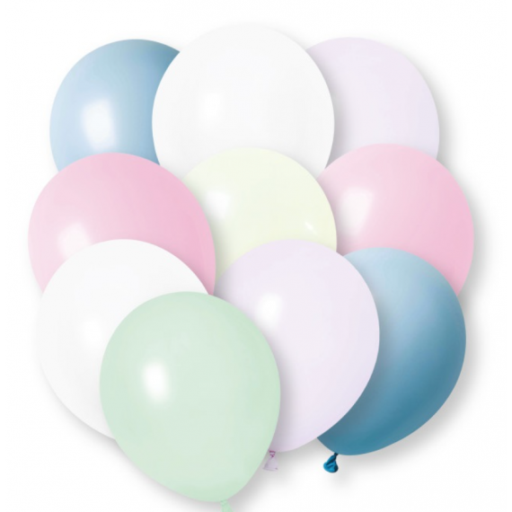 Plain Mixed Pastel Colour Latex Balloons - Inflation Options