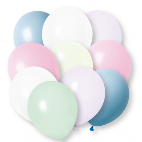 Plain Mixed Pastel Colour Latex Balloons - Inflation Options