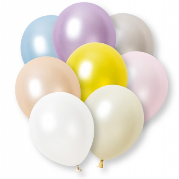 Plain Mixed Colour Pearl Latex Balloons - Inflation Options