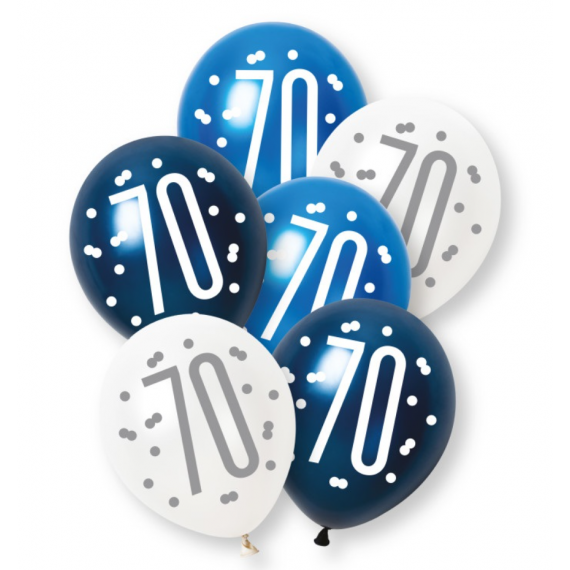 Blue Age 70 Latex Balloons - Inflation Options