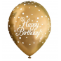 Gold Happy Birthday Latex Balloons - Inflation Options