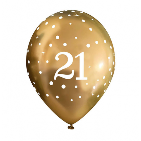 Gold 21 Latex Balloons - Inflation Options