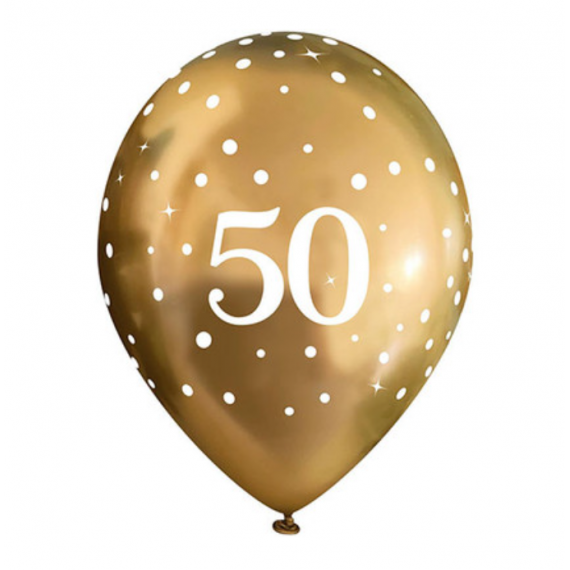 Gold 50 Latex Balloons - Inflation Options