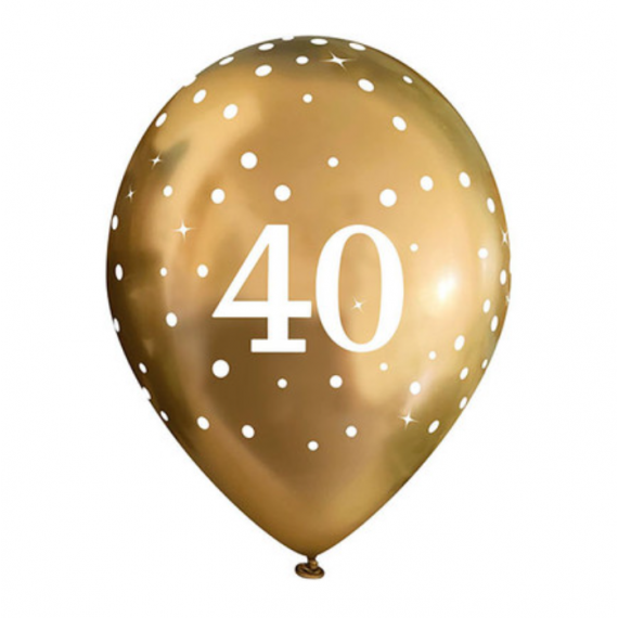 Gold 40 Latex Balloons - Inflation Options
