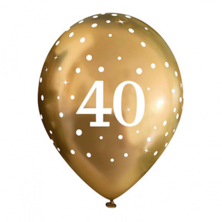 Gold 40 Latex Balloons - Inflation Options
