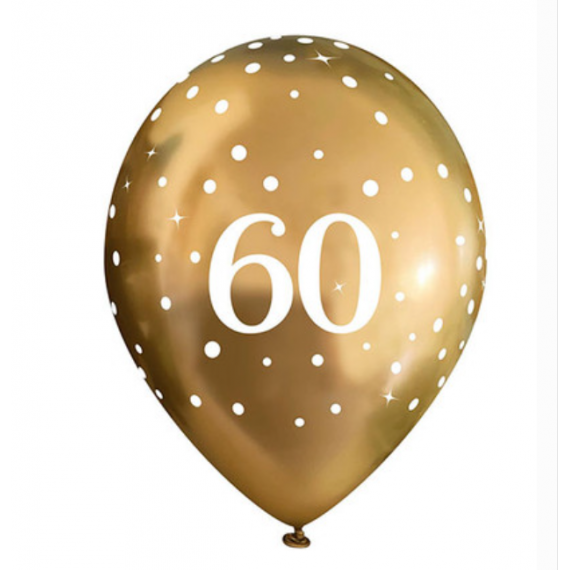 Gold 60 Latex Balloons - Inflation Options