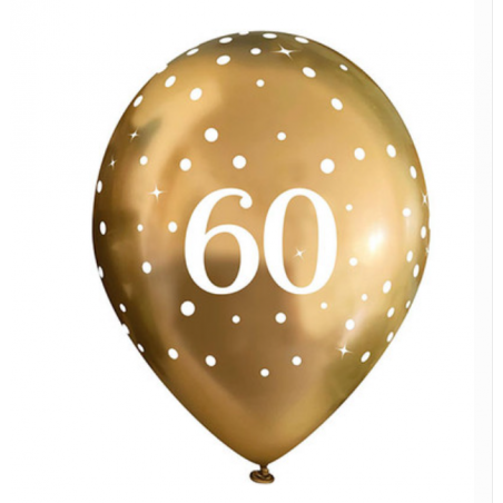 Gold 60 Latex Balloons - Inflation Options
