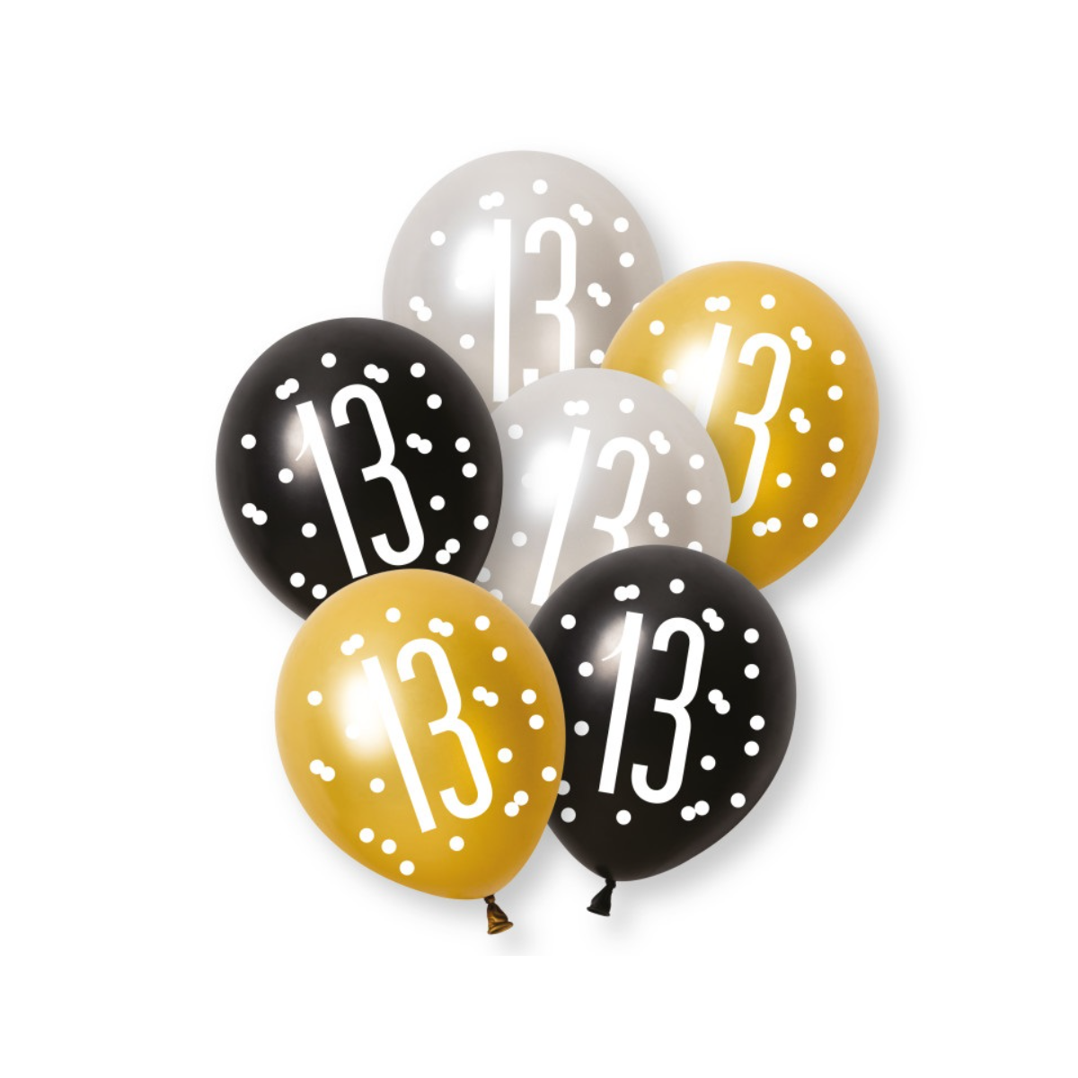 Black & Gold 13 Latex Balloons - Inflation Options