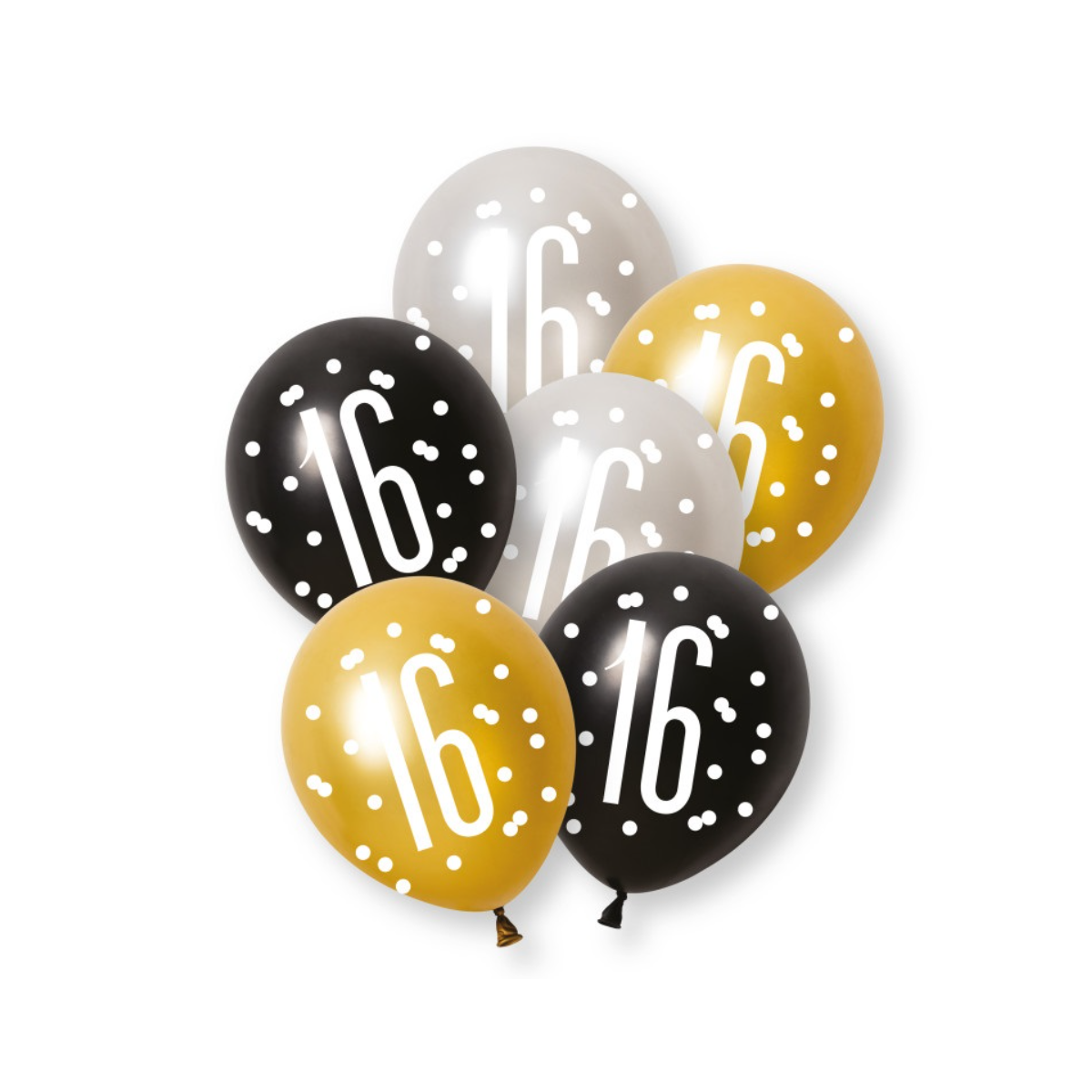 Black & Gold 16 Latex Balloons - Inflation Options