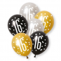 Black & Gold 16 Latex Balloons - Inflation Options