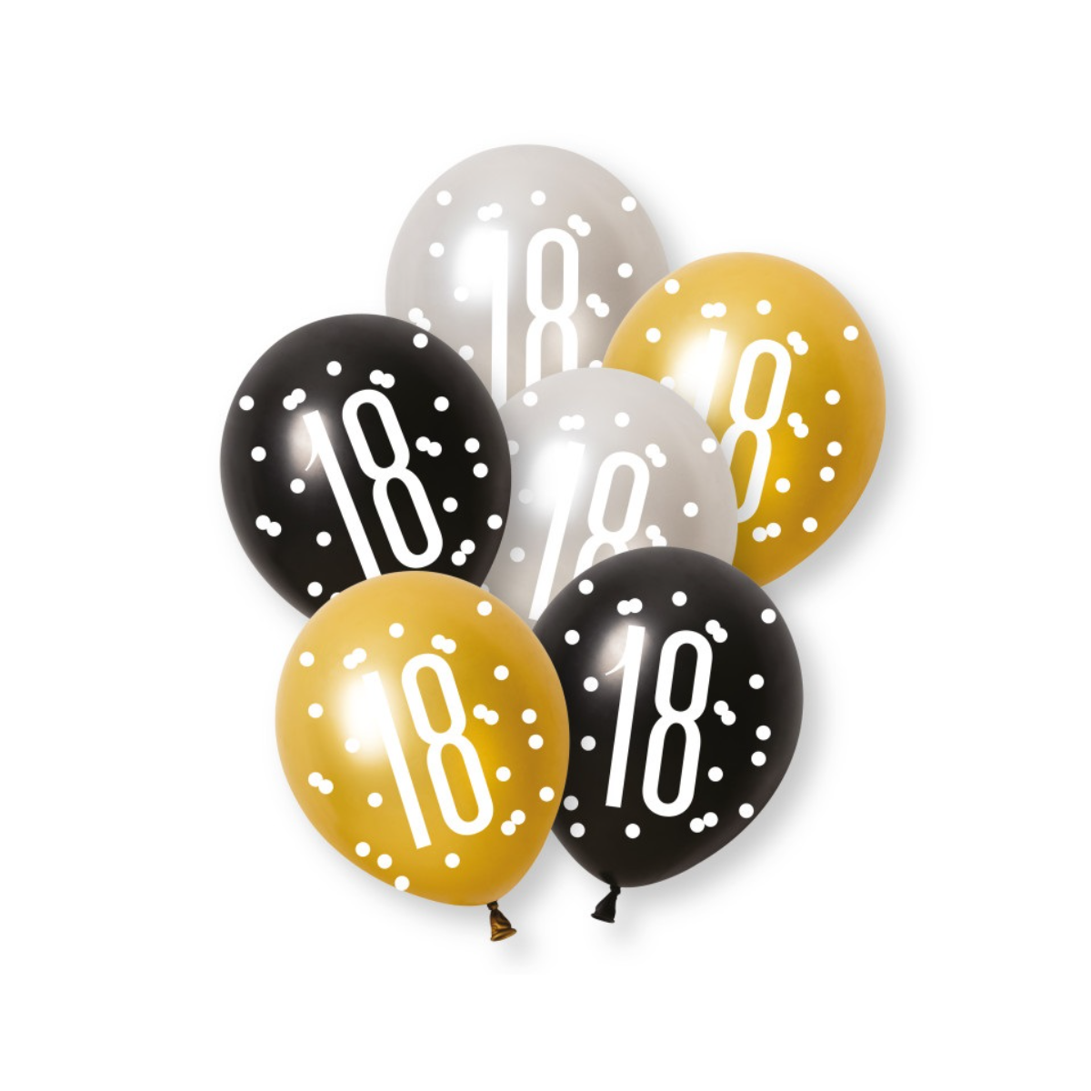 Black & Gold 18 Latex Balloons - Inflation Options