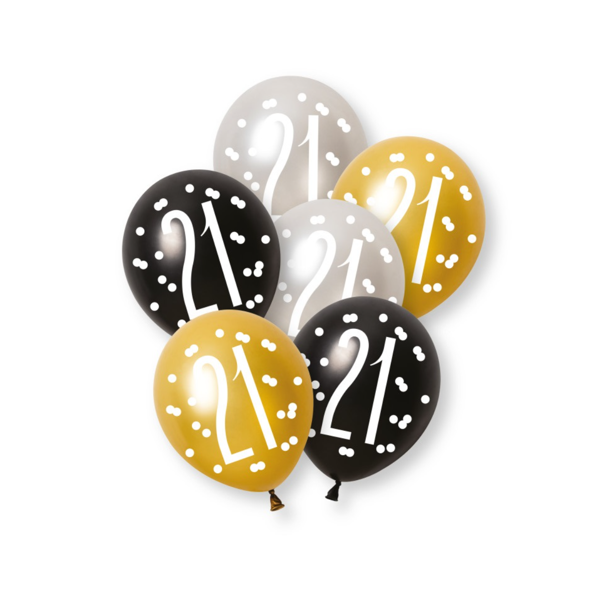 Black & Gold 21 Latex Balloons - Inflation Options