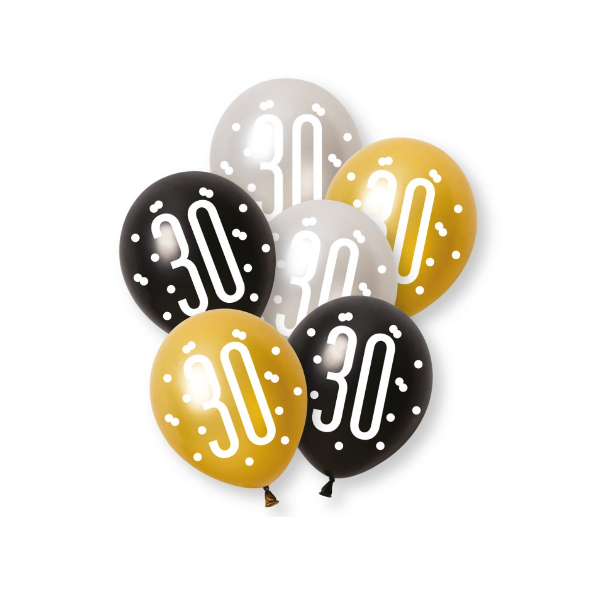 Black & Gold 30 Latex Balloons - Inflation Options