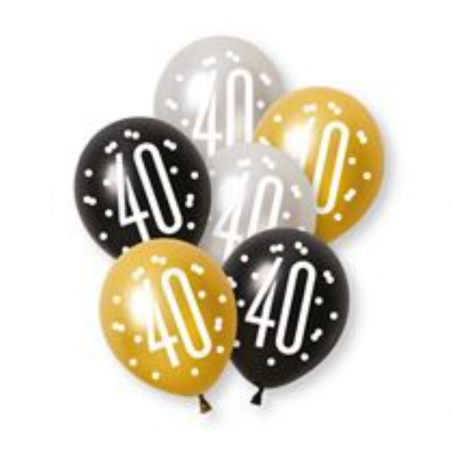 Black & Gold 40 Latex Balloons - Inflation Options